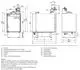 Viessmann Heizgerät mit verschiedenen Anschlussmöglichkeiten, Sicherheitsventil sowie Siphon und Öltfilter. Technische Zeichnung mit Maßangaben und Installationshinweisen.